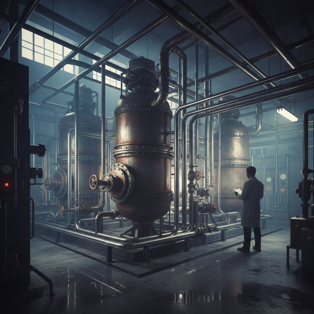 The industrial cooling machinery in the basement of the Morgue, a complex of pipes and valves.