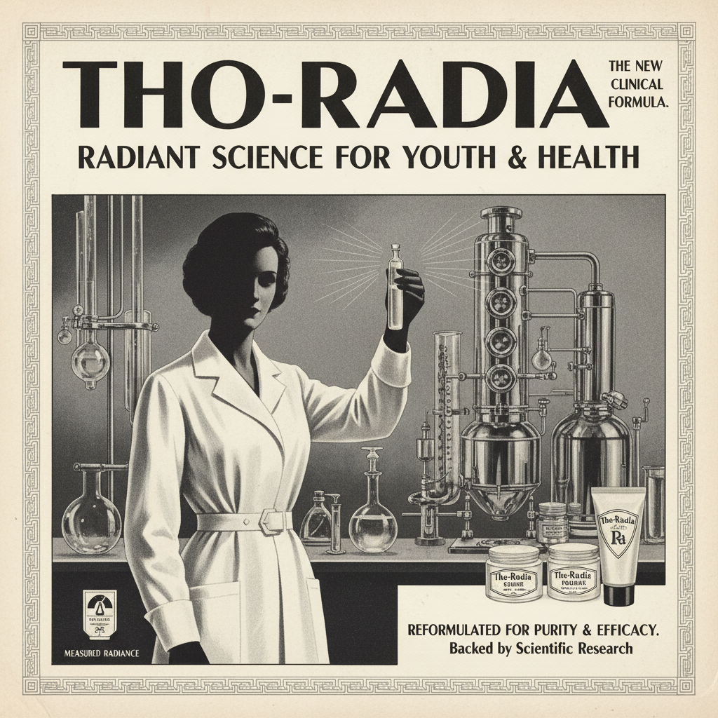 A 1940s magazine advertisement for the reformulated Tho-Radia, looking significantly more clinical, with the mystical "g
